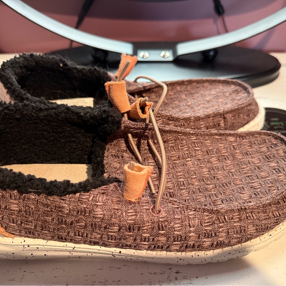 Brown Textured Slip-On Shoes